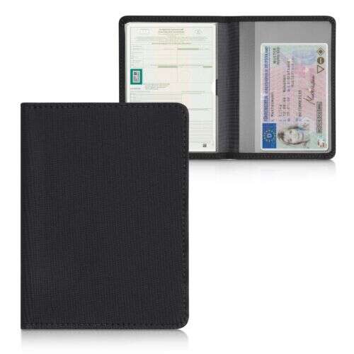 Black Kwmobile car document holder, made of neoprene, for car registration and insurance documents