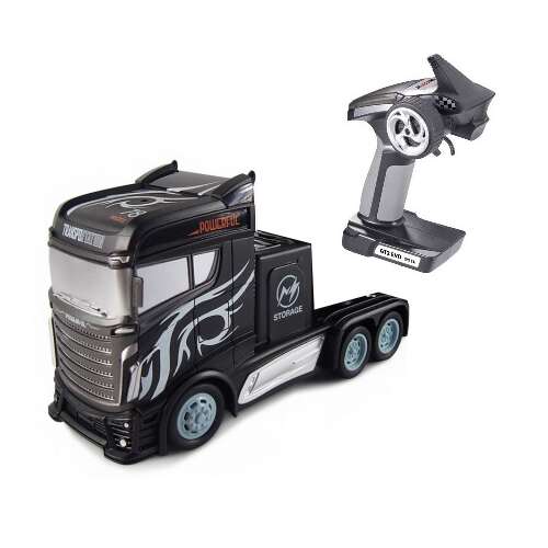 Fekete Távirányítós kamion nyerges vontató távirányítóval, 2.4 GHz