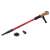 Red Nordic walking stick with cork handle, Energia brand, showing details of the stick