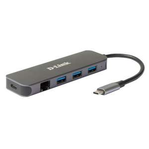 D-Link DUB-2334 5-w-1 Hub USB-C z Gigabit Ethernet, 3x USB 3.0 i zasilaniem USB-C - D-Link