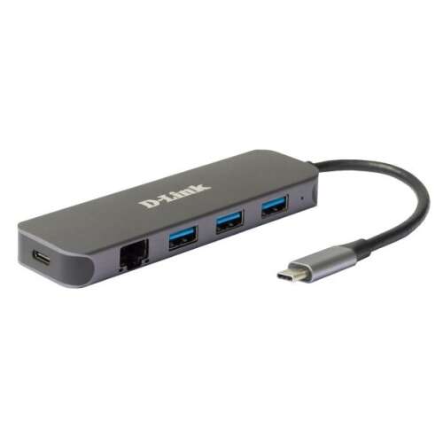 D-Link DUB-2334 5-in-1 USB-C Hub mit Gigabit Ethernet, 3x USB 3.0 und USB-C Power Delivery