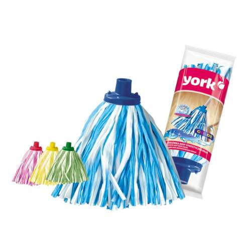 York Color Synthetischer Moppkopf, 1 Stück, blau und weiß, zum Reinigen von Böden und Fliesen