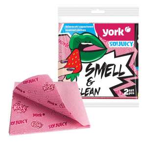 York SO!Juicy Strawberry scented cloths, 2 pack, strawberry scent, cleaning cloths, multi-purpose cloths, kitchen cloths - YORK Household wipes