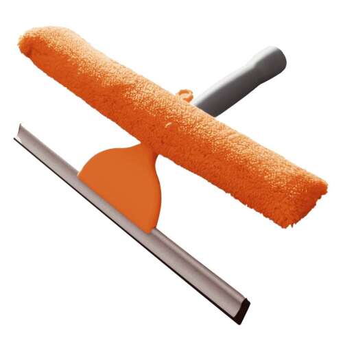 Orange microfiber window squeegee with water blade, CLEAN HOUSE YORK