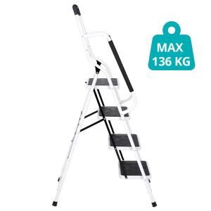 Timeless Tools 4-stupňový kovový rebrík so zábradlím