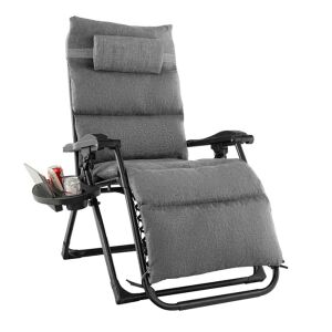 Timeless Tools Zero Gravity Relaxációs Szék - Szürke, padded zero gravity chair with side table - Sun Lounger & Deck Chair