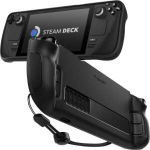 Spigen Rugged Armor Hülle für Steam Deck, schwarz, mit Lanyard - Spigen