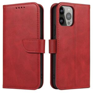 Samsung Galaxy S23+ Red Magnetic Wallet Case Front and Back View - Phone Case