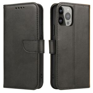 TCL 20 5G Black Magnetic Wallet Case - Front and Back View - Phone Case
