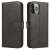 Black leather flip case for TCL 205 phone with magnetic closure, card slots and stand function