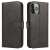 Black leather flip case for TCL 205 phone with magnetic closure, card slots and stand function