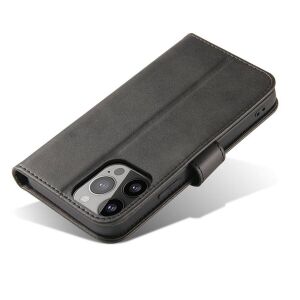 Angled view of Vivo V25 black wallet case - Phone Case