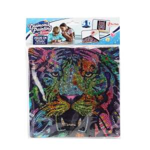 Diamond Painting Animals Tiger 20x20 cm, 5D DIY kit with beads, stand, tool, tray, and colorful beads - Diamond painting kit