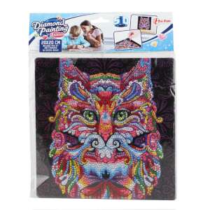 Diamond Painting Animals Cat 20x20 cm, colorful cat face with rhinestones, DIY kit - Diamond painting kit
