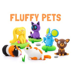 Hey Clay Fluffy Pets collection, air-dry clay animal figures - Hey Clay