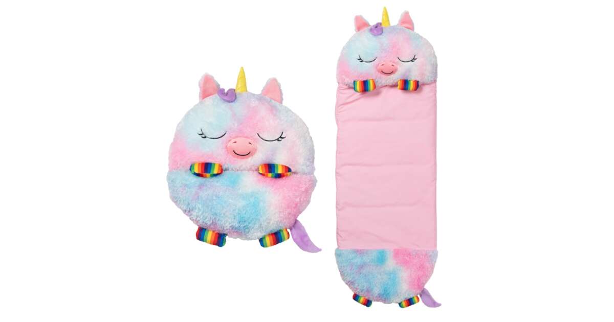 Happy Nappers 2in1 Schlafsack und Kopfkissen - Regenbogen Einhorn  #pink-blue | Pepita.com