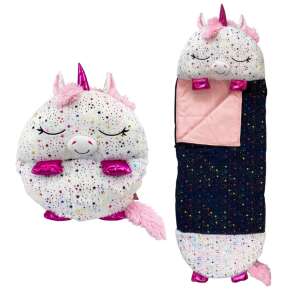 Happy Nappers 2in1 Sac de dormit și pernă - Unicorn cu paiete #white-pink 73561873 Metraje si textile