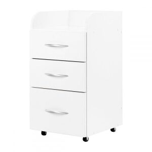 Dulap cosmetic alb cu 3 sertare și roți - Dulapuri cu rafturi