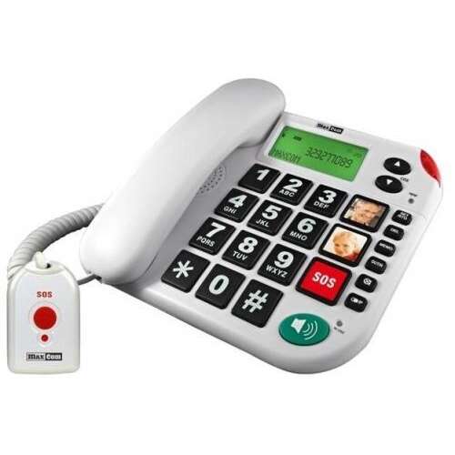 Maxcom KX481SOS Schnurlostelefon mit Nackenalarm-Fernbedienung, Weiß 32181720