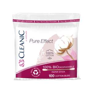Cleanic Pure Effect 100 Wattestäbchen, biologisch abbaubar, Papierstiel, 100% Baumwolle - Badezubehör
