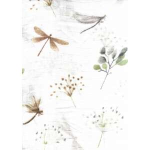 Nyomott pamut muslin pelenka szitakötővel, szitakötő és virág mintával - Textil pelenka