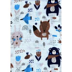 Kék erdei barátok mintás textil pelenka, 1 db - Textil pelenka