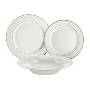 Set de masă Ambition Aura Gold de 18 piese, inclusiv farfurie, farfurie de desert și farfurie adâncă - Serviciu de cină