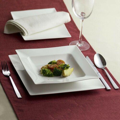 Ambition Porto 18-piece dinnerware set with square plates, modern table setting