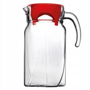 Pasabahce Luna 1.7L Üveg Kancsó Piros Fedővel - Kancsó