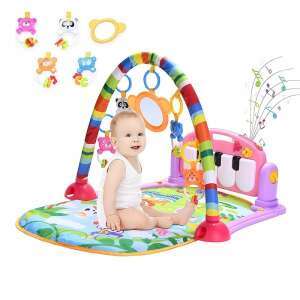 Dallamos baba játék szőnyeg ,állatos csörgőkkel, hang- és fényhatásokkal, altatózenével ,rózsaszín/lila  73595912 Bébitornázók és játszószőnyegek