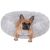 French Bulldog relaxing in Springos grey plush donut dog bed