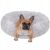 French Bulldog relaxing in Springos grey plush donut dog bed