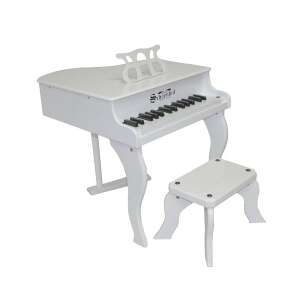 Music Baby Acoustic Piano, Wood, 30 Keys, White 33381 99369387 - Art & Craft