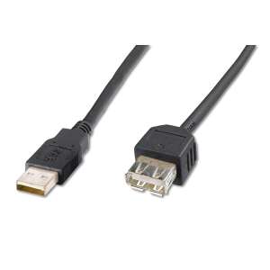 Kabel przedłużające Assmann USB 2.0, 1,8 m, czarny, AK-300200-018-S - Digitus Kabel USB