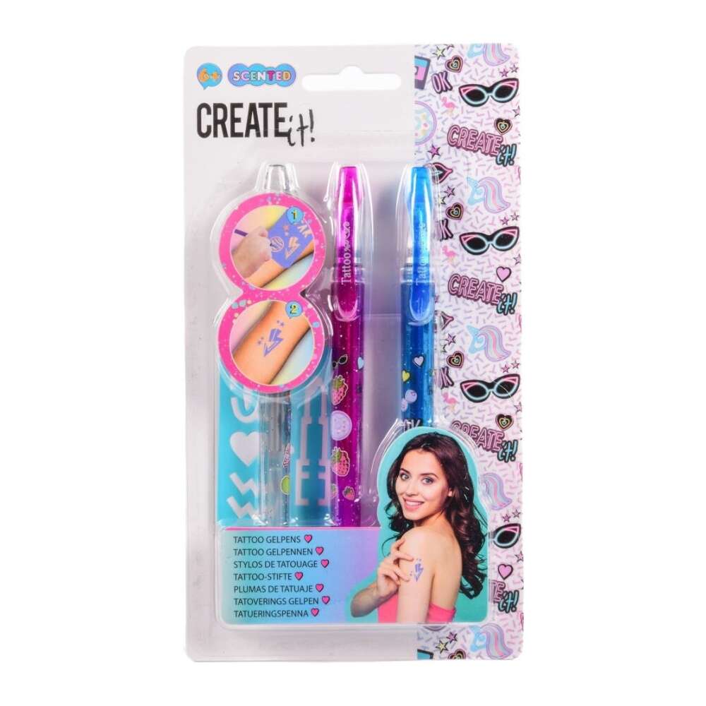 Create It! Illatos tetováló Toll készlet sablonokkal 3db