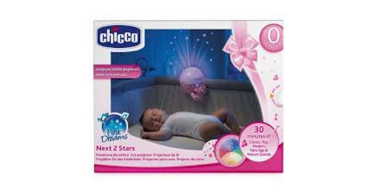 Chicco NEXT2 STARS cot projector with teddy bear pink