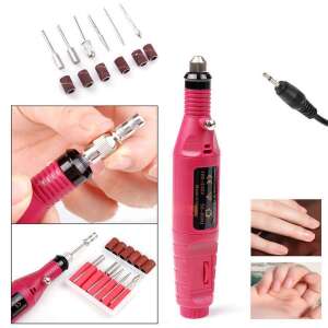 Freza electrică pentru unghii, instrument de manichiură și pedichiură cu 12 atașamente, roz - Scaune de salon, Set de unghii, Dispozitiv de îngrijire facială și Polizor de unghii