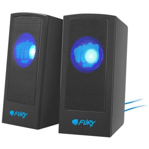 Fury Skyray 2.0 fekete számítógép hangszórók kék LED világítással