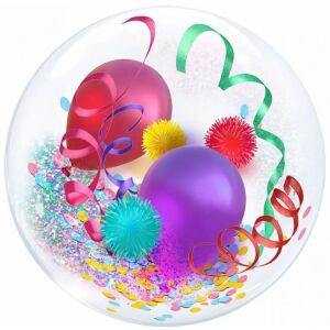 Töltött átlátszó lufi konfettivel és kis lufikkal - Lufi