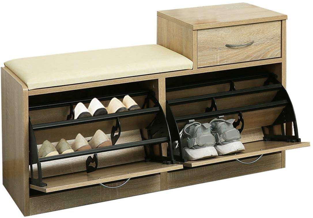 Jana cipősszekrény, 94,5x31x56,5 cm, MDF, Fehér tölgy