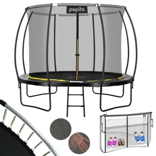 Pepita 366cm Premium Trampolin mit Leiter und Schuhlager, Schwarz
