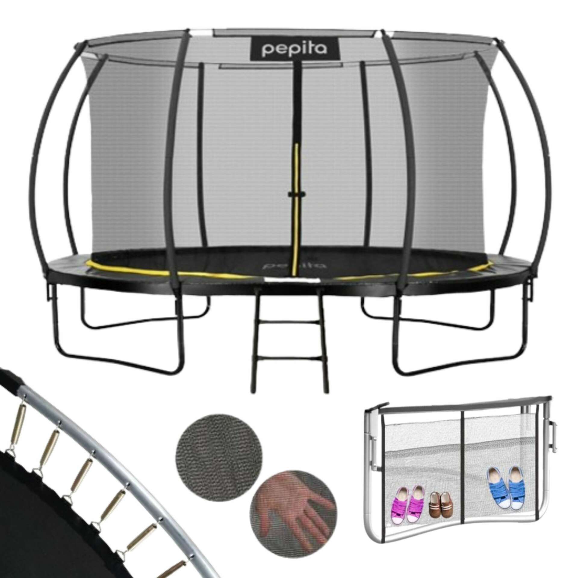 Pepita 488cm Prémium Trambulin létrával és cipőtárolóval - fekete