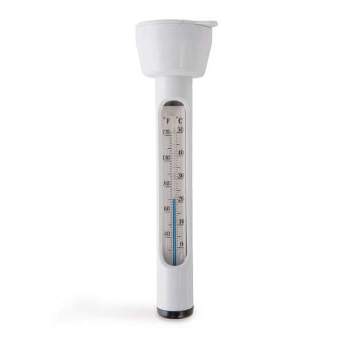 Intex floating pool thermometer, white, measures temperature in Celsius and Fahrenheit