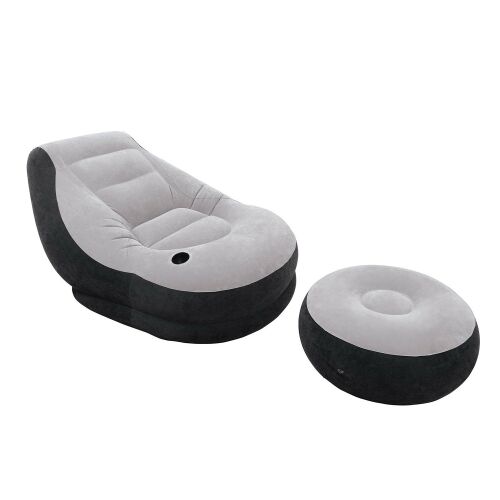 Intex Ultra Lounge inflatable chair with ottoman, grey and black