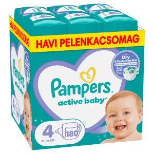 Pampers Active Baby месечен пакет пелени 9-14 кг Maxi 4 (180 бр.)