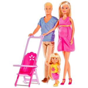 Комплект кукли Steffi Love Happy Family с бременна Стефи, Кевин и бебешка кукла - Simba Toys Баба