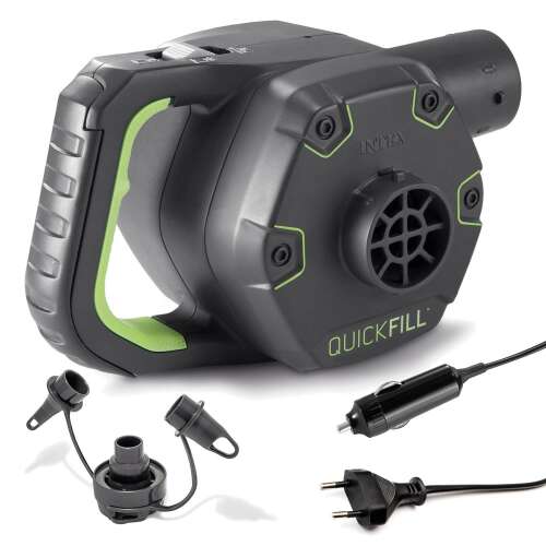 Intex Quick-Fill rechargeable electric pump 230V, black and green, with car charger and power adapter