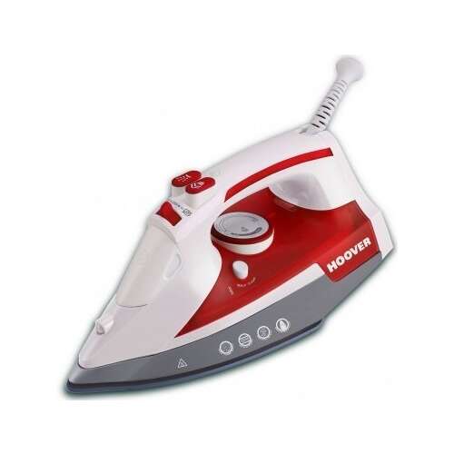 Hoover TIM 2500 EU01 steam iron, white and red, with ceramic soleplate
