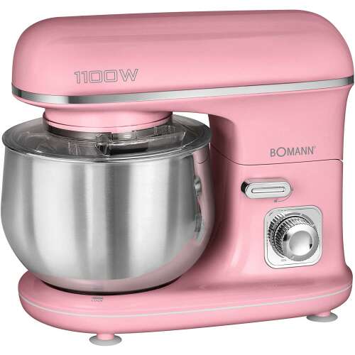 Bomann KM 6030 CB rosa Standmixer, 1100W, 5L Edelstahlschüssel, 3 Rührwerkzeuge