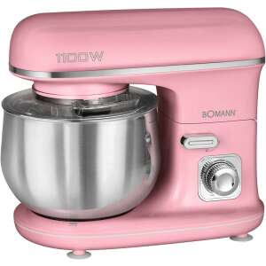 Bomann KM 6030 CB pink stand mixer, 1100W, 5L stainless steel bowl, 3 mixing attachments - Bomann